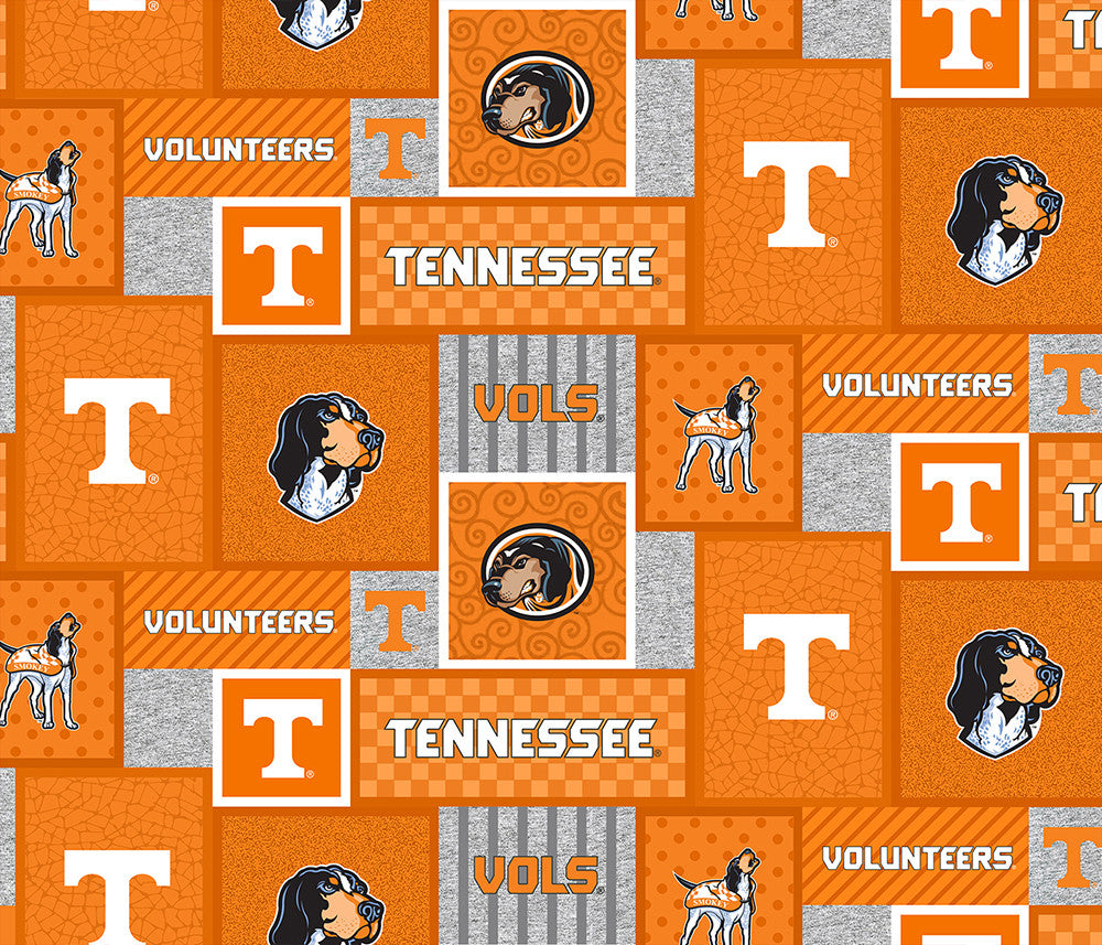 Tennessee Volunteers Vols NCAA College Patch Sykel Enterprises Polyester FLEECE Fabric TEN-1177