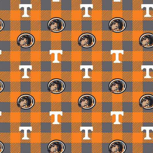 Tennessee Volunteers Vols NCAA College Buffalo Plaid Sykel Enterprises Polyester FLEECE Fabric TEN-1190