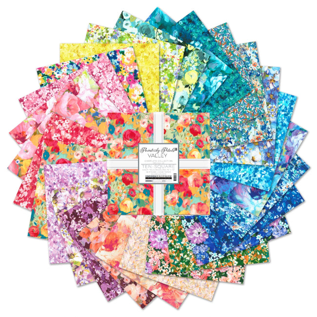 Painterly Petals Valley 10" Squares Layer Cake 42pcs Robert Kaufman Cotton Fabric RK-TEN-1441-42