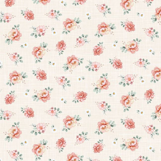 Til The Cows Come Home Vintage Floral Cream Timeless Treasures Cotton Fabric TT-FLEUR-CD4045-CREAM