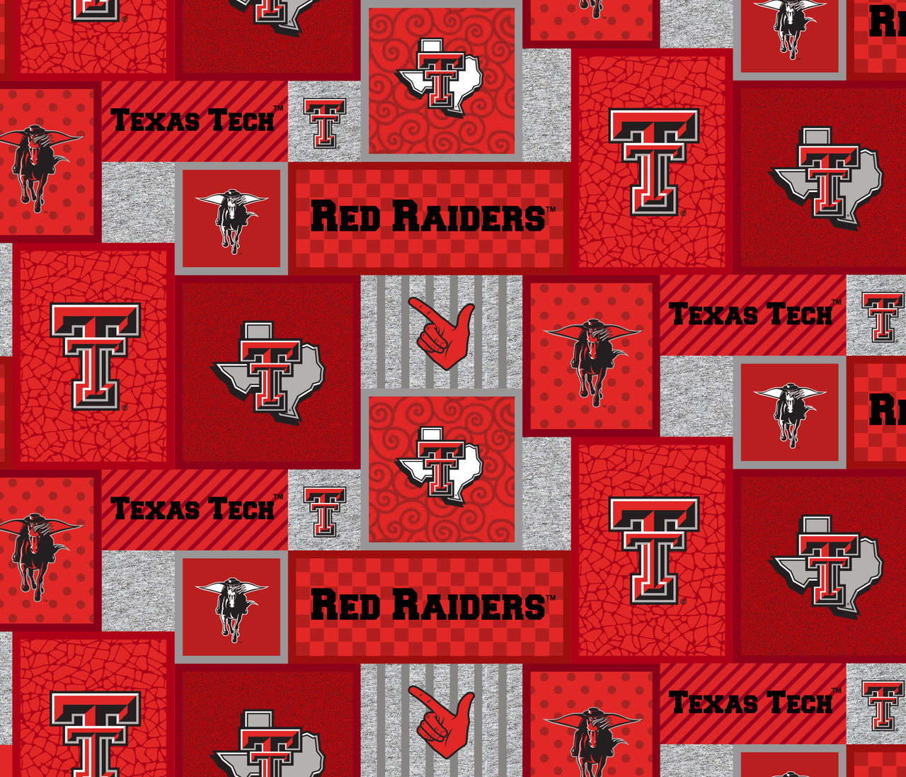 Texas Tech Red Raiders NCAA College Patch Sykel Enterprises Polyester FLEECE Fabric TT-1177