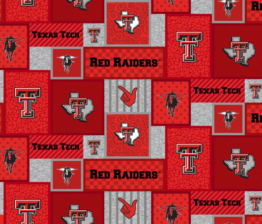 Texas Tech Red Raiders NCAA College Patch Sykel Enterprises Polyester FLEECE Fabric TT-1177