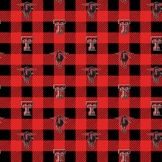 Texas Tech Red Raiders NCAA College Buffalo Plaid Sykel Enterprises Polyester FLEECE Fabric TT-1190