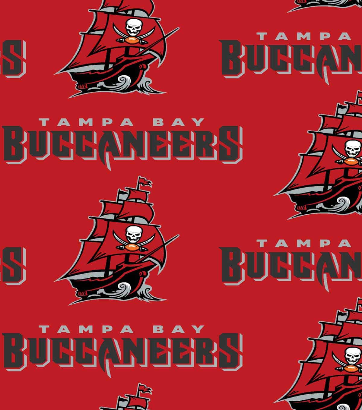 Tampa Bay Buccaneers NFL Football Logo in Red 58" Cotton Fabric