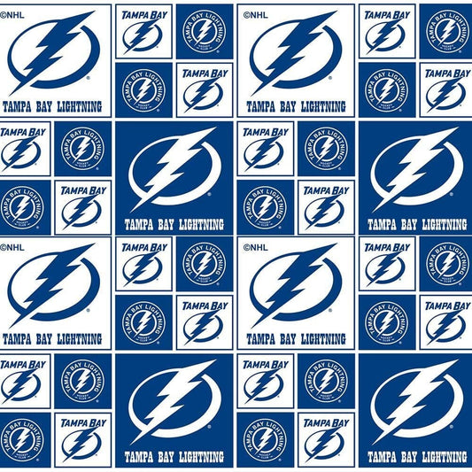 Tampa Bay Lightning NHL Hockey Box Design Cotton Fabric