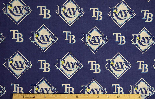 Tampa Bay Rays MLB Baseball Logo and Name Fabric Traditions 60" Fabric Traditions Cotton Fabric