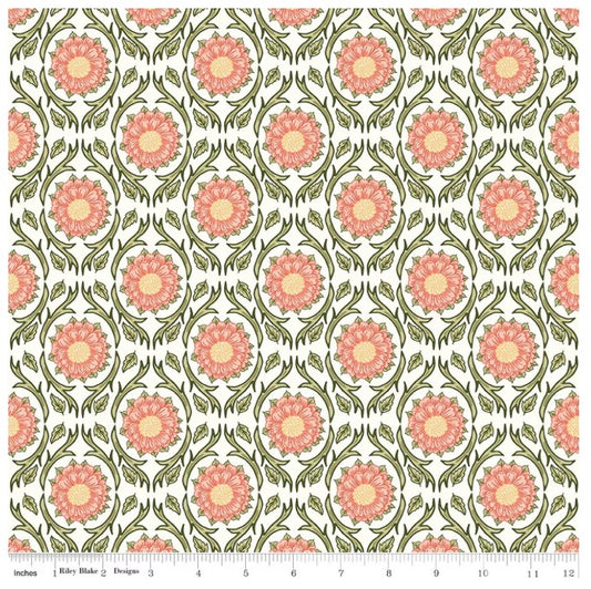 Tangled Garden Medallions Cream Diane Labombarbe Riley Blake Cotton Fabric RB-C18021-CREAM