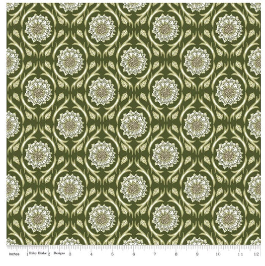 Tangled Garden Medallions Hunter Green Diane Labombarbe Riley Blake Cotton Fabric RB-C18021-HUNTER