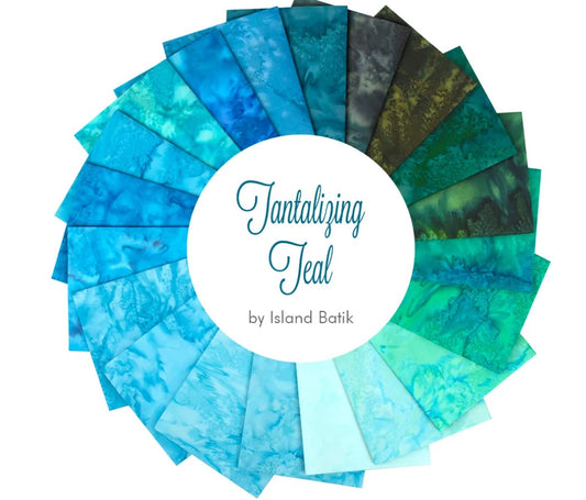 Tantalizing Teal Fat Quarter Bundle 18"x21" 20pcs Island Batik Cotton Fabric IB-FQ-ISBBAS-TAT