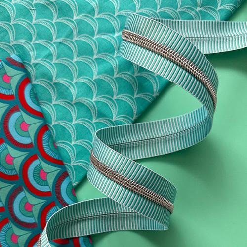 Teal Stripe Zipper 3yds Sassafras Lane Designs