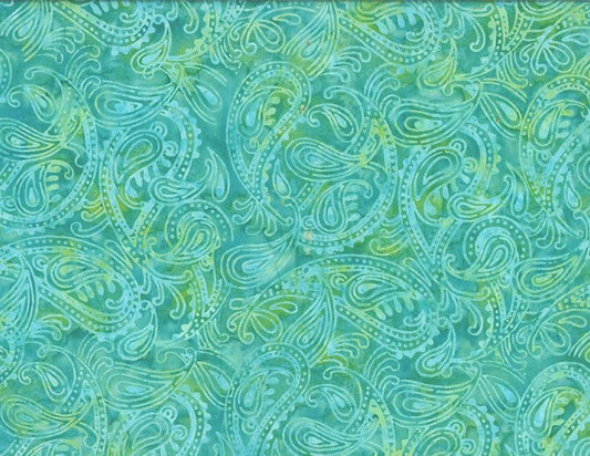 Tealing Good Batiks Double Paisley Light Blue Wilmington Prints Cotton Fabric