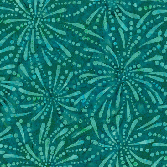 Tealing Good Batiks Fireworks Green Blue Wilmington Prints Cotton Fabric