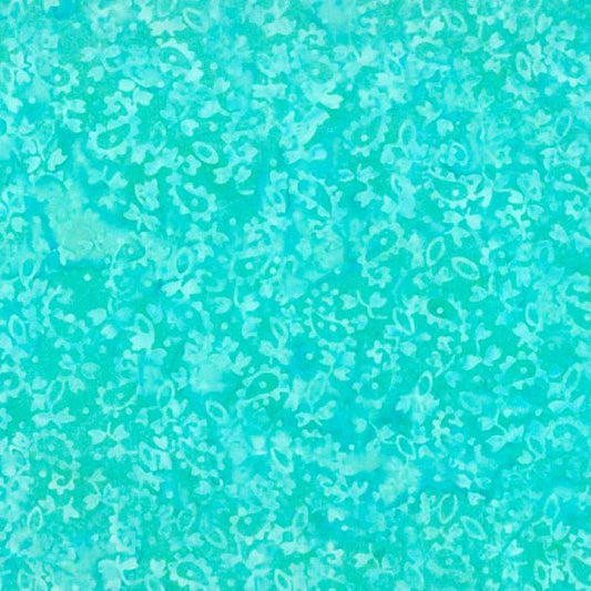 Tealing Good Batiks Mini Paisley Cream Aqua Wilmington Prints Cotton Fabric