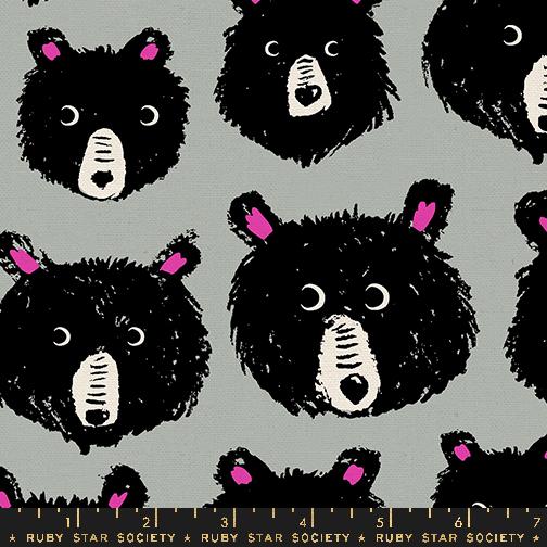 Teddy And The Bears Animals Steel Gray Sarah Watts Ruby Star Society Cotton Moda Fabrics Linen Fabric