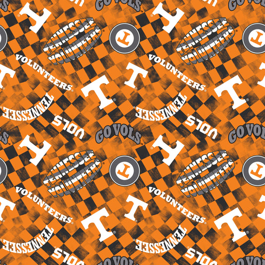 Tennesse Vols NCAA College Checks Orange Sykel Enterprises Canvas Duck Cloth Cotton Fabric TEN-1380-ORANGE