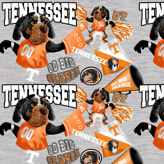 Tennessee University Vols (Volunteers) NCAA College Mascot Gray Sykel Cotton Fabric