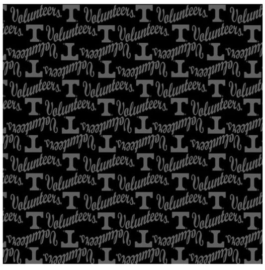 Tennessee Vols NCAA College Black on Black Mini Pigment Print Sykel Enterprises Cotton Fabric TEN-1393-BL