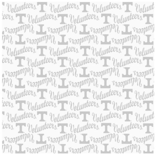Tennessee Vols NCAA College White on White Mini Pigment Print Sykel Enterprises Cotton Fabric TEN-1393-W