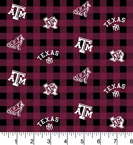 Texas A&M Aggies NCAA College Buffalo Plaid Sykel Cotton Fabric