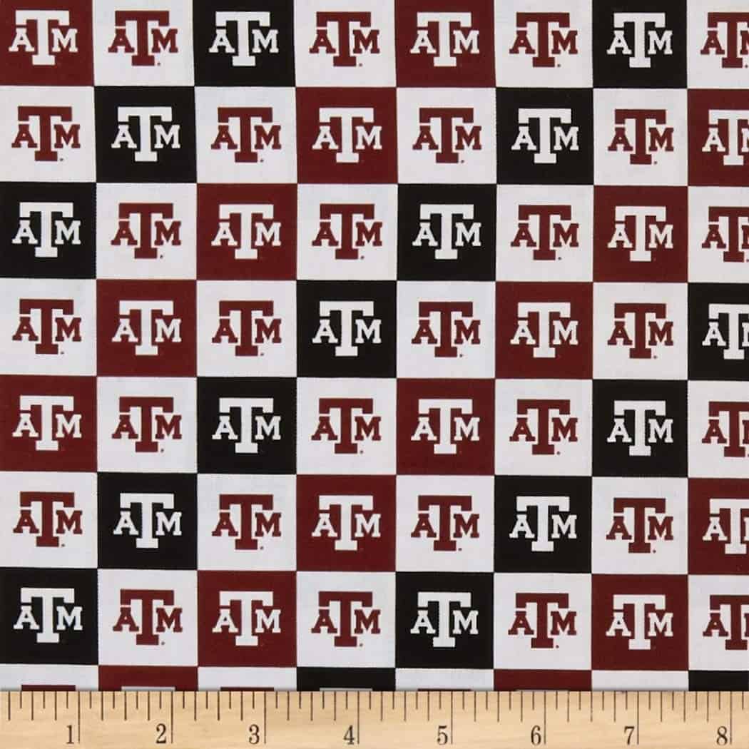 Texas A&M Aggies NCAA Collegiate Check Sykel Cotton Fabric