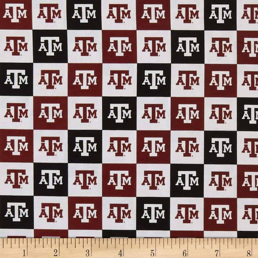 Texas A&M Aggies NCAA Collegiate Check Sykel Cotton Fabric