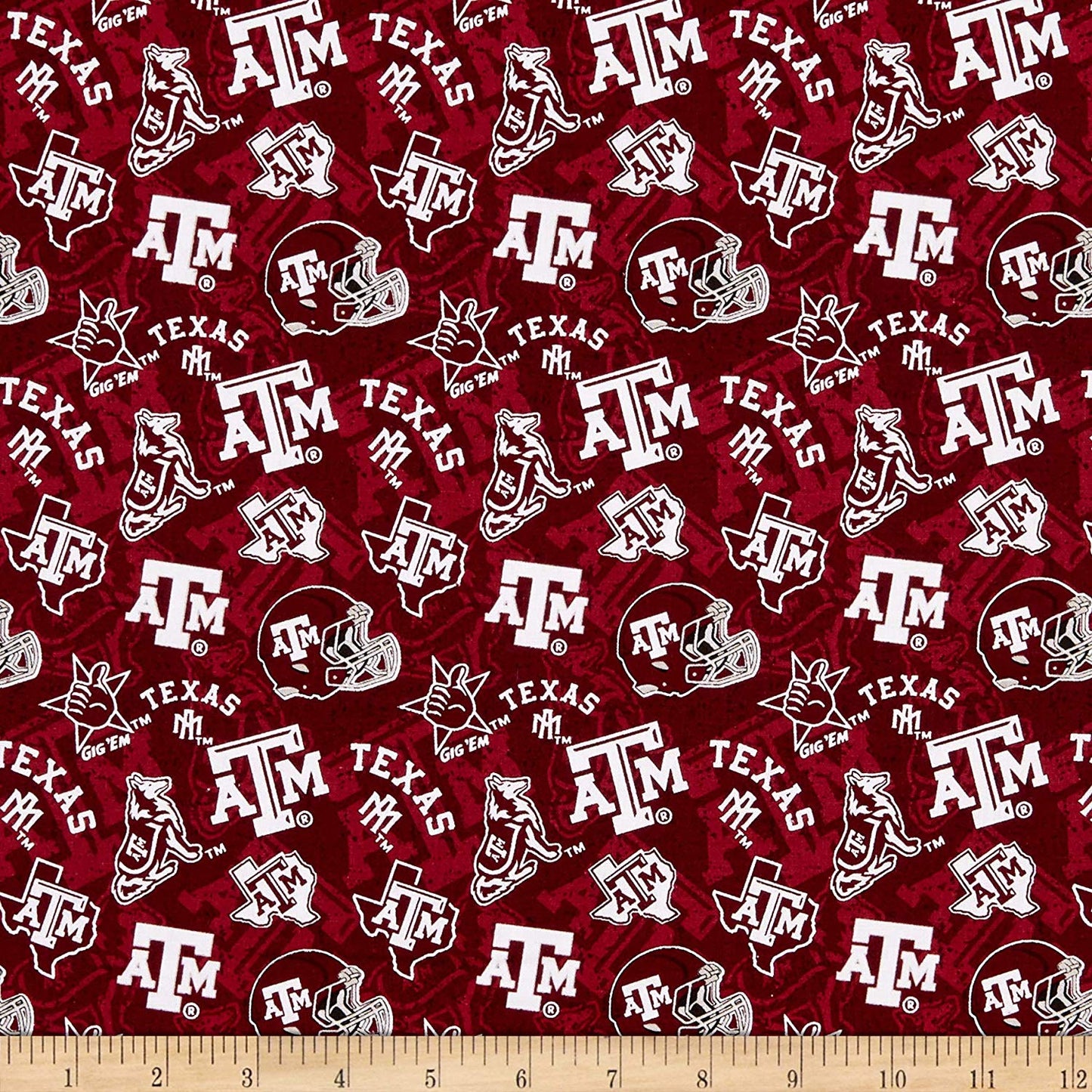 Texas A&M Aggies NCAA College Tone on Tone Sykel Cotton Fabric