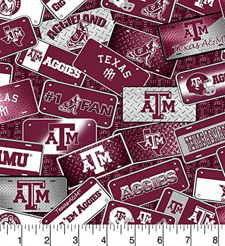 Texas A&M Aggies NCAA College License Plate Sykel Cotton Fabric