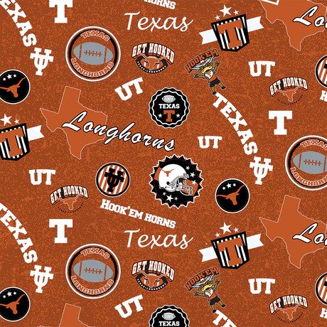 Texas Longhorns NCAA College Home State Sykel Cotton Fabric