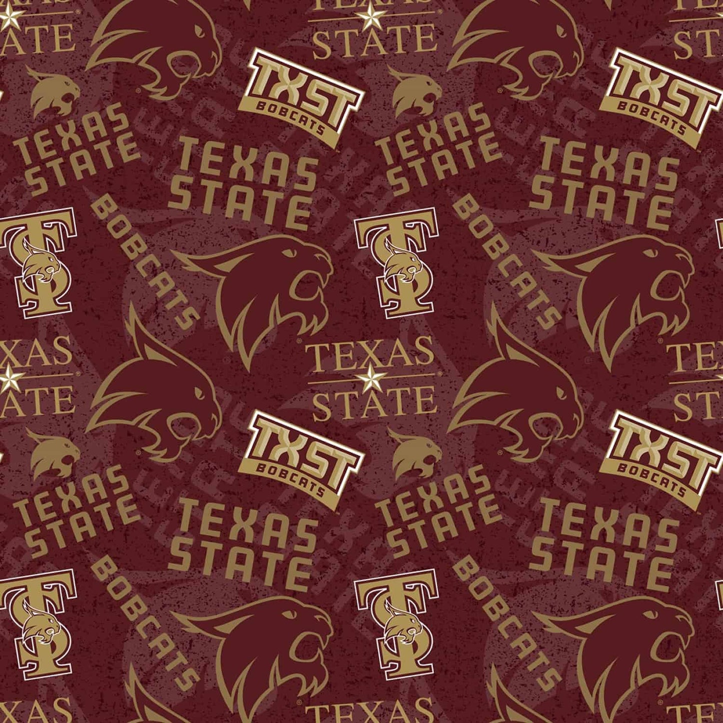 Texas State Bobcats NCAA College Tone on Tone Sykel Cotton Fabric