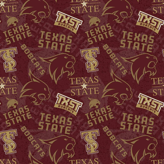 Texas State Bobcats NCAA College Tone on Tone Sykel Cotton Fabric