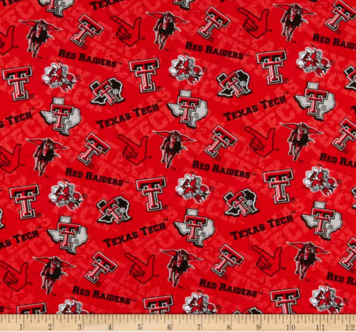 Texas Tech University Red Raiders NCAA College Tone on Tone Sykel Cotton Fabric