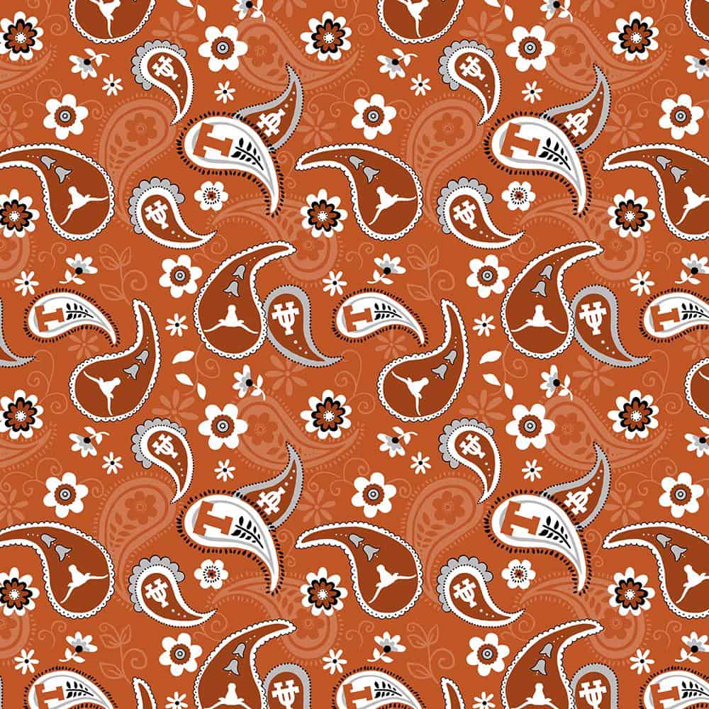 Texas Longhorns NCAA College Bandana Paisley Sykel Cotton Fabric