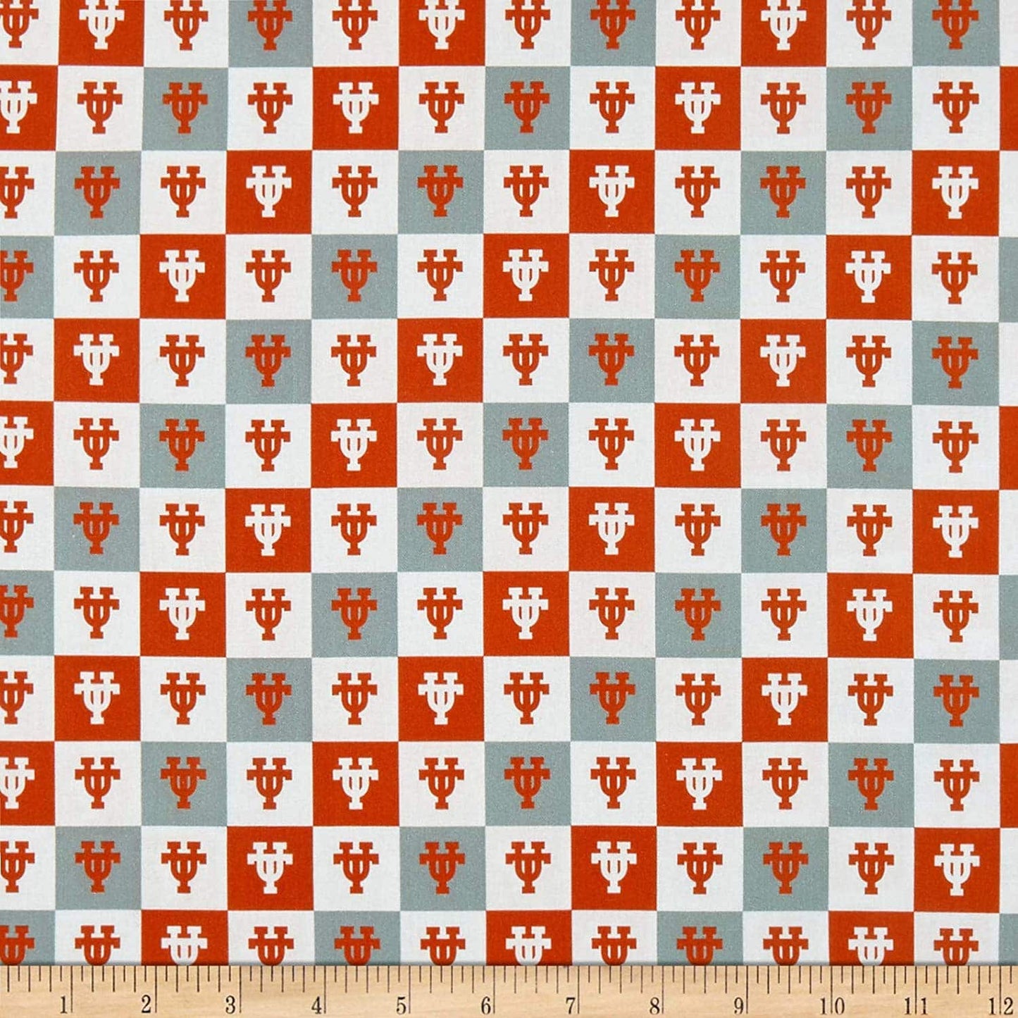 Texas University Longhorns NCAA Collegiate Check mini check Sykel Cotton Fabric