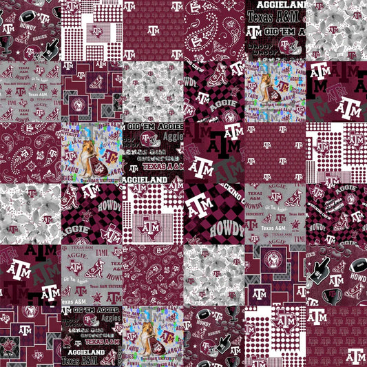 Texas A&M Aggies NCAA College Cheater Quilt Allover 60" Sykel Cotton Fabric SYK-TAM-1363