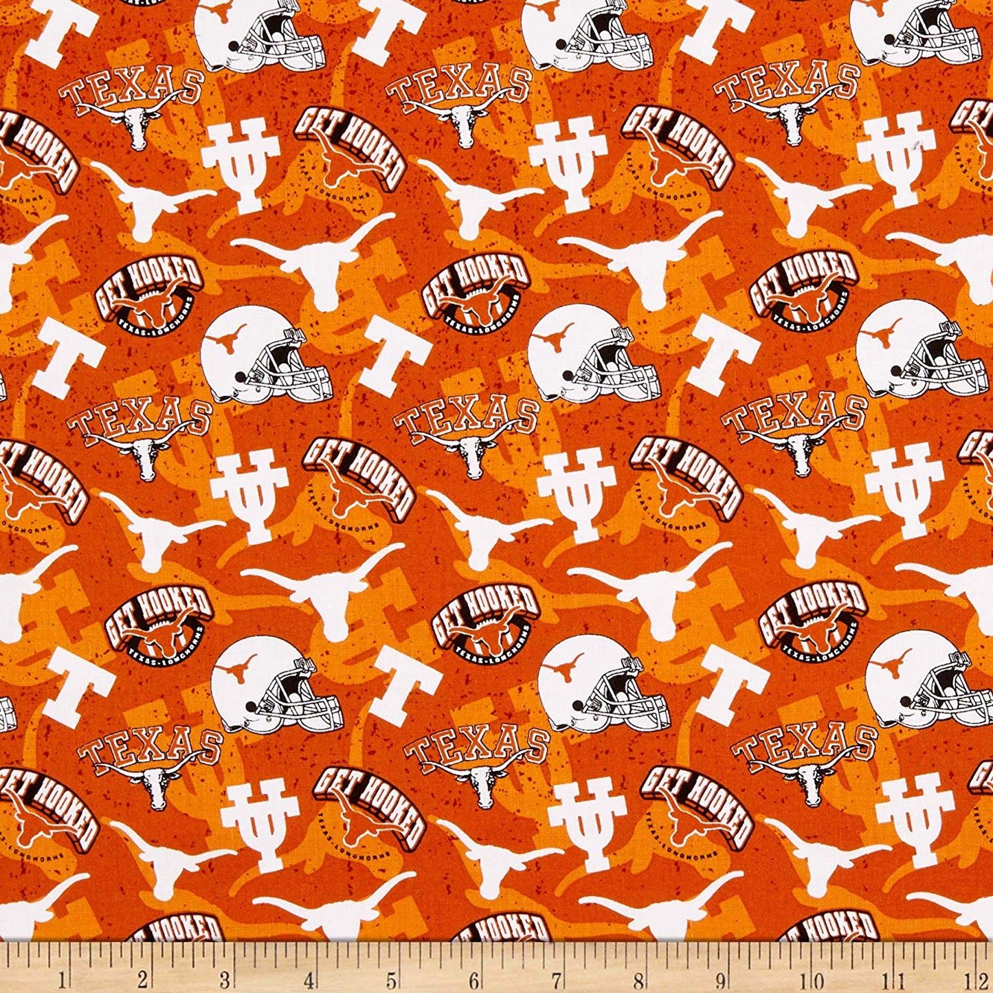 Texas Longhorns NCAA College Tone on Tone Sykel Cotton Fabric TX-1178