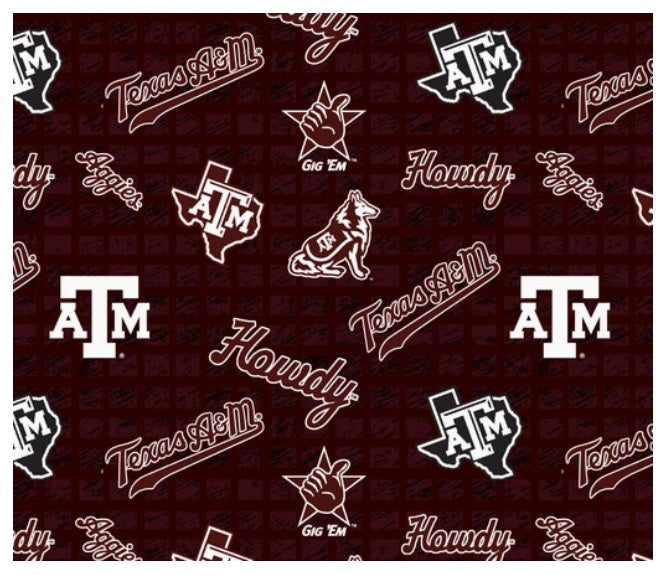 Texas A&M Aggies NCAA College JERSEY KNIT Sykel Enteprises Polyester Spandex Fabric TAM-1401