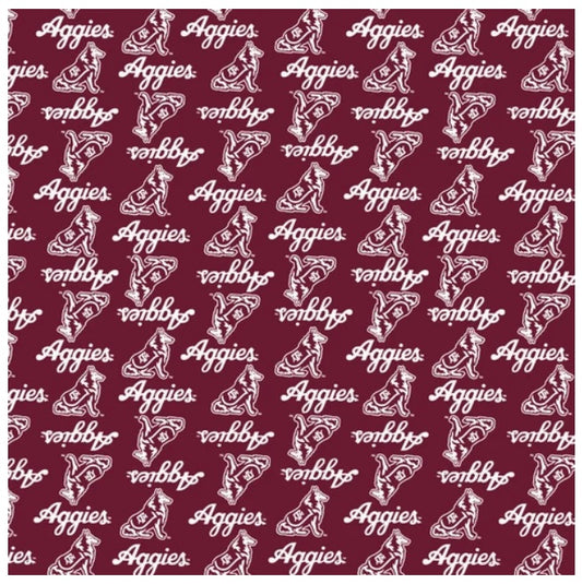 Texas A&M Aggies NCAA College Mini Packed Logo Sykel Enterprises Cotton Fabric TAM-1390
