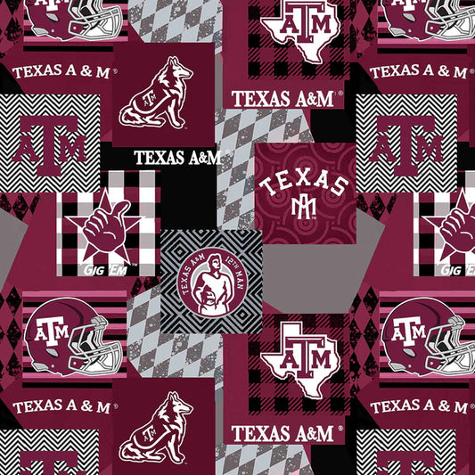 Texas A&M Aggies NCAA College Collegiate Minky Geo Sykel Enterprises Polyester Minky Fabric SYK-TAM-1367