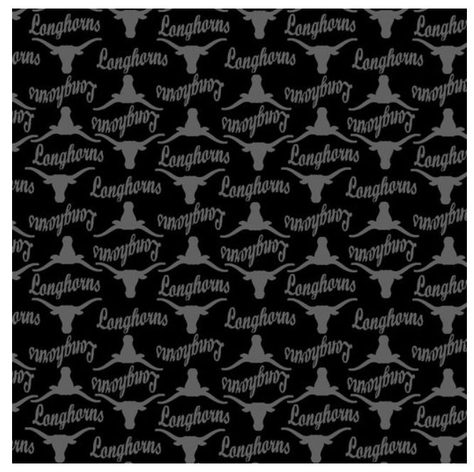 Texas Longhorns NCAA College Black on Black Mini Pigment Print Sykel Enterprises Cotton Fabric TX-1393-BL
