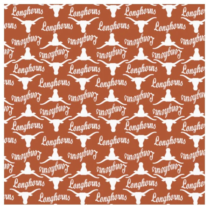 Texas Longhorns NCAA College Mini Packed Logo Sykel Enterprises Cotton Fabric TX-1390
