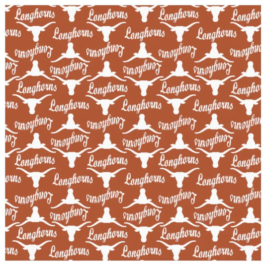 Texas Longhorns NCAA College Mini Packed Logo Sykel Enterprises Cotton Fabric TX-1390