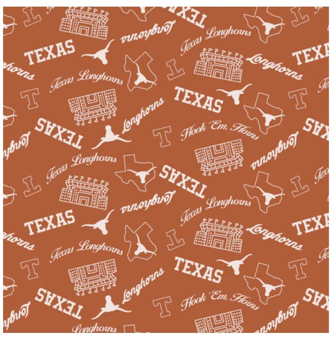 Texas Longhorns NCAA College Mini Stadium Logo Sykel Enterprises Cotton Fabric TX-1389
