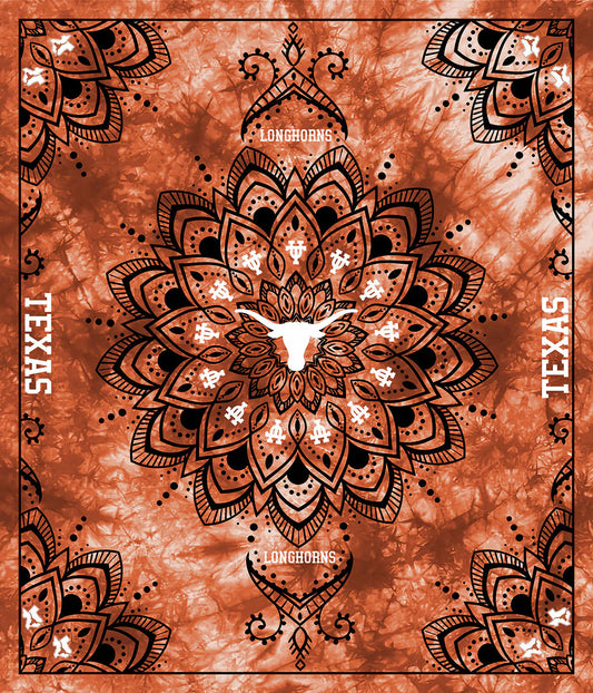 Texas Longhorns NCAA Collegiate Tapestry Finished Panel 48"x56" Sykel Polyester Fabric SYK-TX-1360