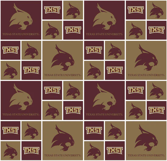Texas State Bobcats NCAA College Block Sykel Enterprises Cotton Fabric ...