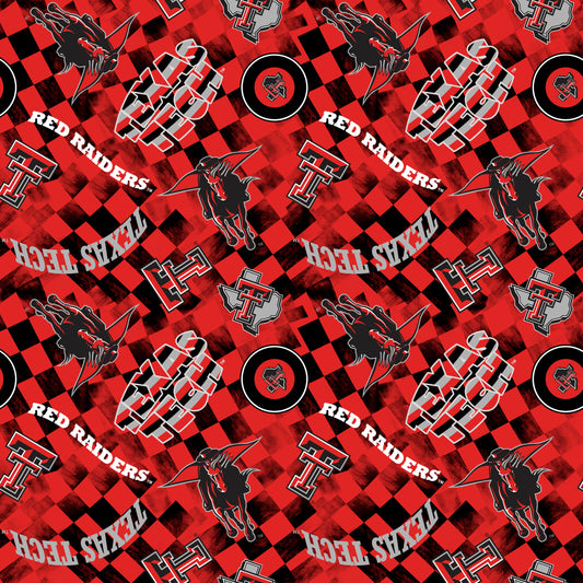 Texas Tech Red Raiders NCAA College Checks Red Sykel Enterprises Canvas Duck Cloth Cotton Fabric TT-1380-RED