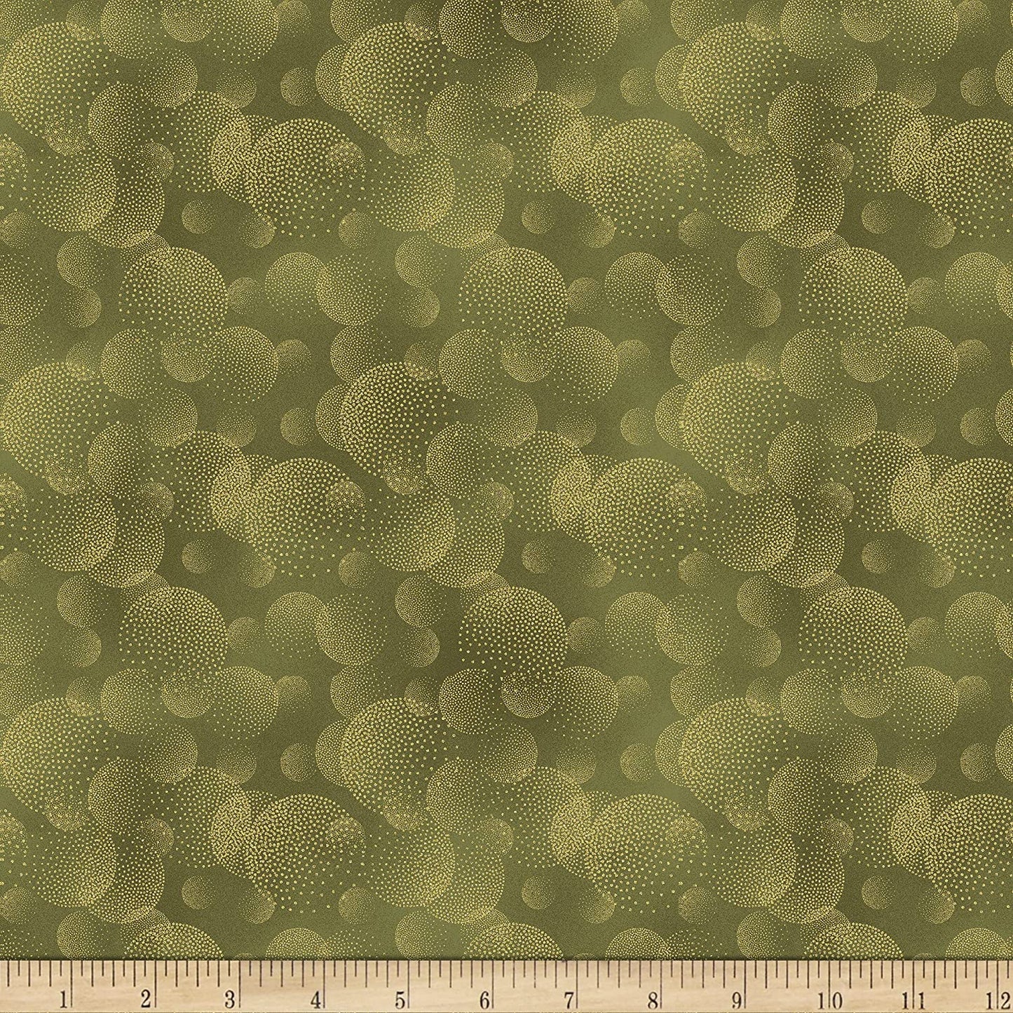 Texture Majestic Dotted Circle in Gold Metallic Blender Timeless Treasures Cotton Fabric