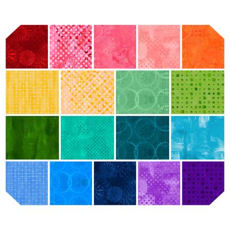 Textures Fat Quarter Bundle 18" x 21" 18pcs Sue Penn Free Spirit Cotton Fabric FS-FB4FQSP.TEXTURES