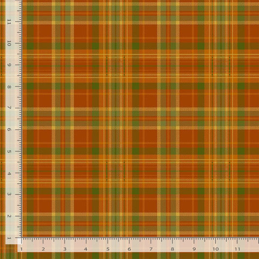 Thankful Tartan Plaids Metallic Pumpkin Orange Timeless Treasures Cotton Fabric TT-PLAID-CM2281-PUMPKIN