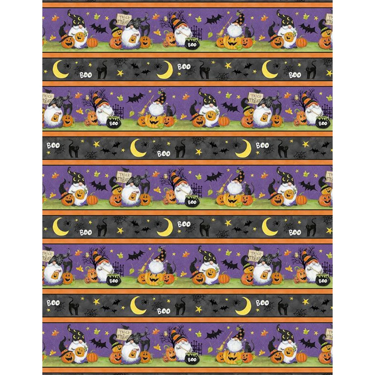 The Boo Crew Gnome Stripe Multi Susan Winget Wilmington Prints Cotton Fabric