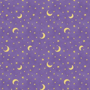 The Boo Crew Moons and Stars Purple Susan Winget Wilmington Prints Cotton Fabric